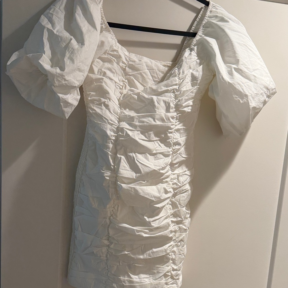 Elegant White Ruched Dress